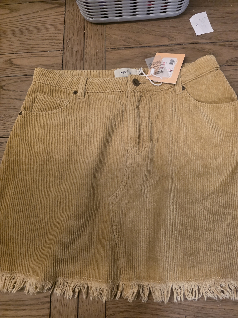 Corduroy Fringe Hem Skirt - Tan Boutique Find